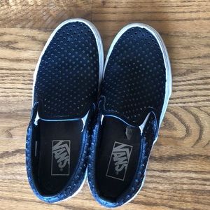 Like NEW Vans slip on leather with star cut outs